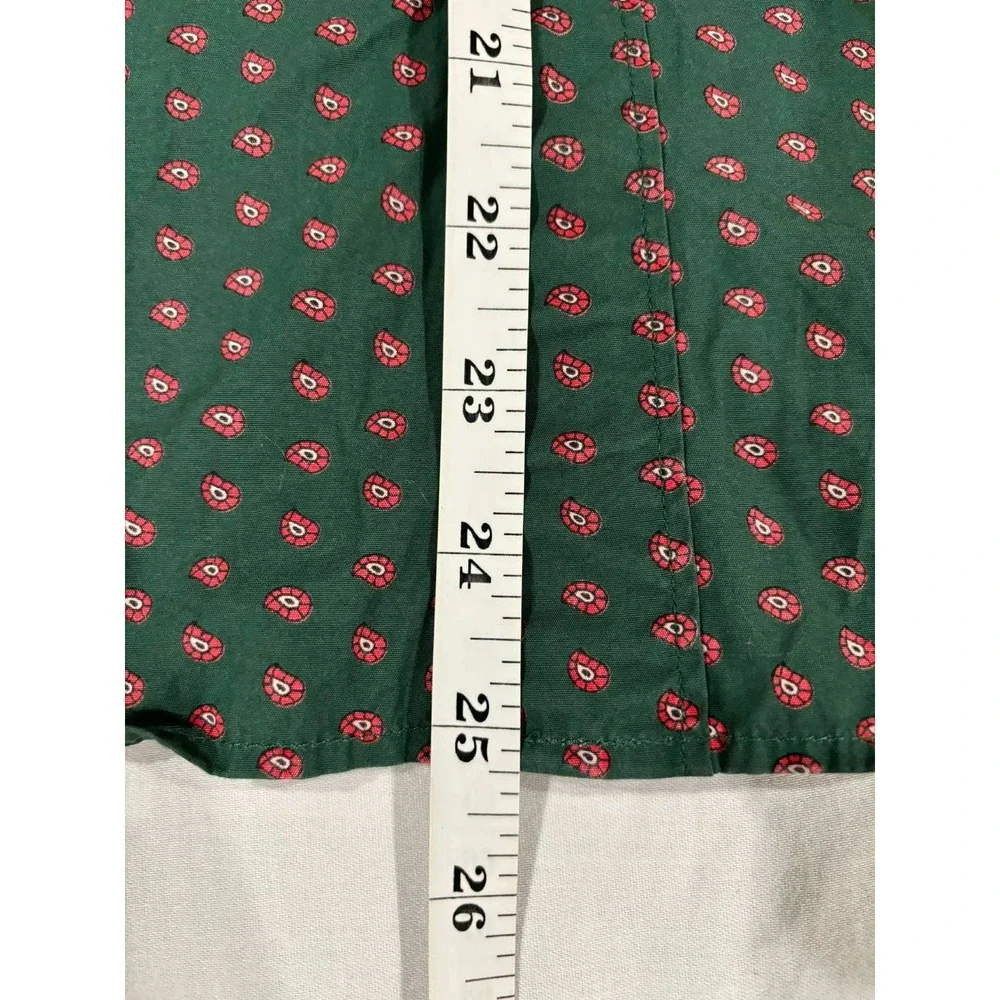 J Crew Slim Fit‎ Green Red Paisley Print Button Down Shirt Men's XL